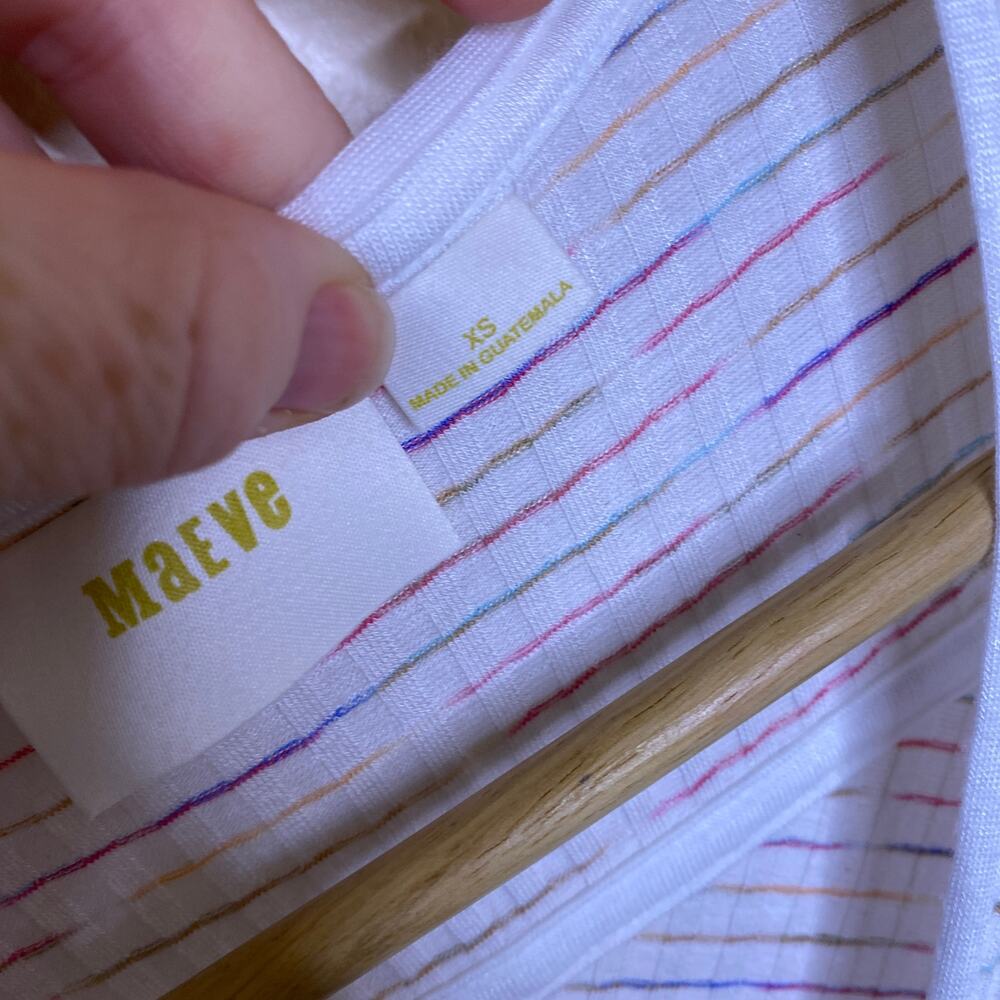 Anthropologie Maeve Rainbow Stripe Knit Wrap Top XS - Picture 3 of 11